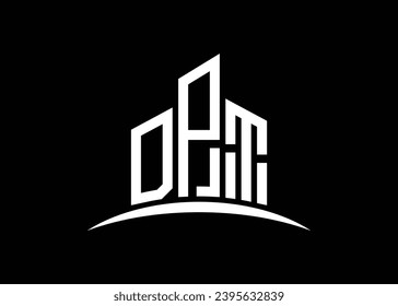 Letter DPT building vector monogram logo design template. Building Shape DPT logo.
