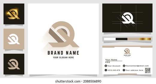Letter DQ or DR monogram logo with business card design