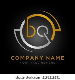 plantilla de vectores de diseño de logotipo DQ de carta. Diseño De Letra Dorada Y Plata Inicial Ilustración De Vector DQ Con Fondo Negro.