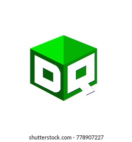 Letter DQ logo in hexagon shape and green background, cube logo with letter design for company identity.
