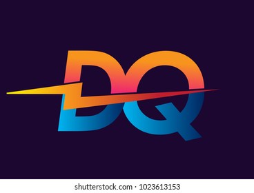 Letter DQ logo with Lightning icon, letter combination Power Energy Logo design for Creative Power ideas, web, business and company.