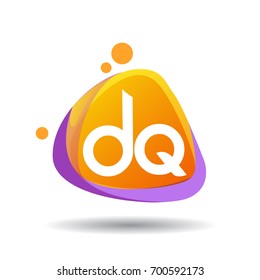 Letter DQ logo in triangle splash and colorful background, letter combination logo design for creative industry, web, business and company.