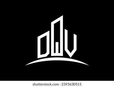 Letter DQV building vector monogram logo design template. Building Shape DQV logo.