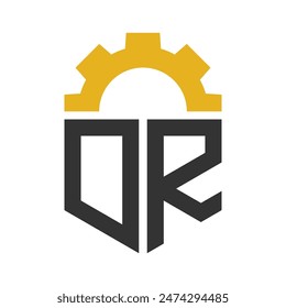 Letter DR Gear Logo Design for Service Center, Repair, Factory, Industrial, Digital and Mechanical Business