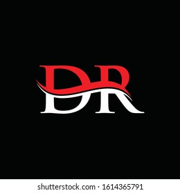Letter DR Linked Logo Design White Red With Black Background. Initial DR Logo Template