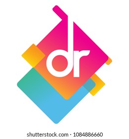 Letter DR logo with colorful geometric shape, letter combination logo design for creative industry, web, business and company.