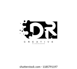 Letter DR Logo Design Vector with Abstract Square Shape Dots