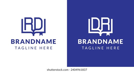 Logotipo del libro de letras DR y RD, adecuado para negocios relacionados con el libro con las iniciales DR o RD