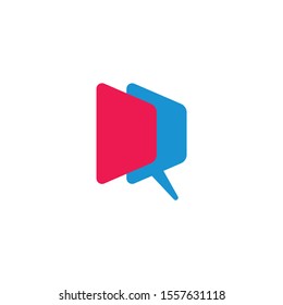 letter dr simple bubble talk geometric linked colorful logo vector