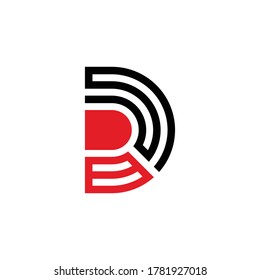 letter dr stripes geometric lines symbol logo vector