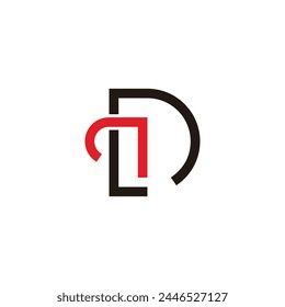 letra dr línea fina flecha rojo logo Vector 
