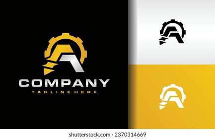 letter A drill gear logo