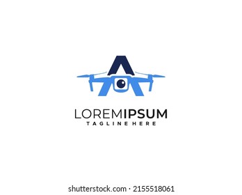 letter A drone logo design vector template