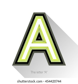 Letter A with drop shadow on white background. Vector colorful logo, sign or icon design template elements for covers, placards, posters, fliers,emblem and banner designs.