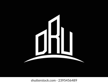 Letra DRU construyendo la plantilla de diseño del logotipo del vector monograma. Logo de Building Shape DRU.