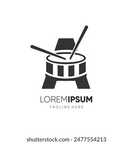 Letter A Drummer Drumstick Drum Logo Design Vector Icon Graphic Emblem Symbol Illustration