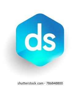Letter DS logo in hexagon shape and colorful background, letter combination logo design for business and company identity.
