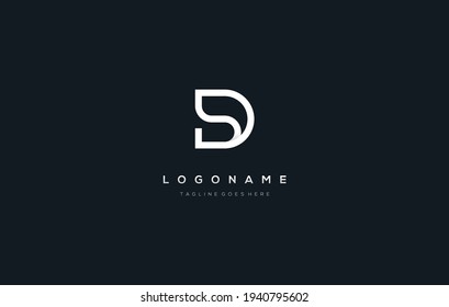 Letter DS logo monoline design. SD monoline logo design. Monogram logo