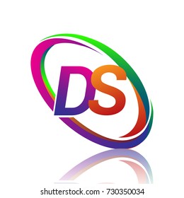 letter DS logotype design for company name colorful swoosh. vector logo for business and company identity.