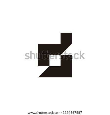 Letter ds sd d s square, outline geometric symbol simple logo vector
