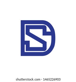 letter ds simple geometric linear logo vector