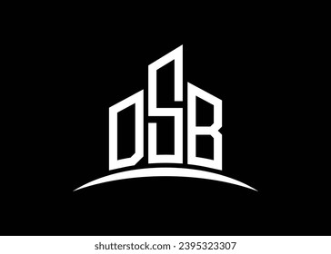 Plantilla de diseño del logotipo del vector de construcción de la carta DSB. Construyendo el logotipo DSB de forma.