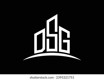 Letter DSG building vector monogram logo design template. Building Shape DSG logo.