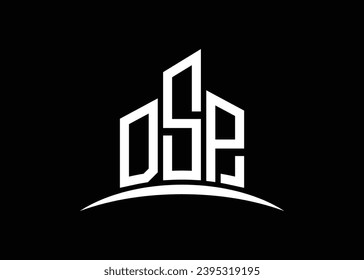 Letra DSP edificio modelo de diseño de logotipo de monograma vectorial de construcción. Construyendo el logotipo de Shape DSP.
