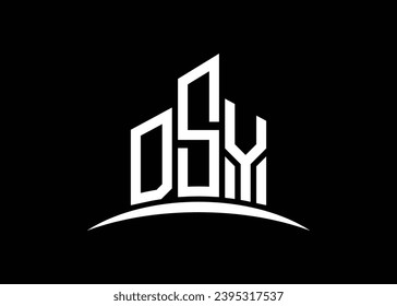Plantilla de diseño del logotipo del vector de construcción de la carta DSY. Construyendo el logotipo DSY de forma.