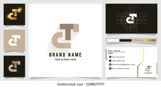 Letter dT or cT monogram logo with business card design