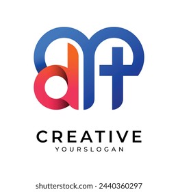 Letter dt logo, vector colorful gradient logo design template