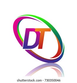 letter DT logotype design for company name colorful swoosh. vector logo for business and company identity.