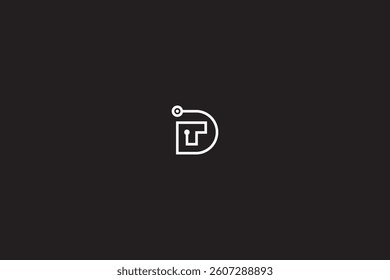 Letter DT Stethoscope Logo with black background. 
