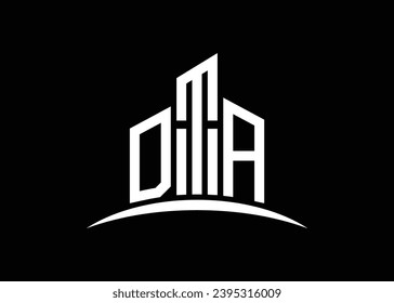 Letter DTA building vector monogram logo design template. Building Shape DTA logo.