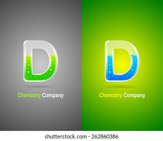 Letter D.Test tubes alphabet colorful font style.Vector illustration.