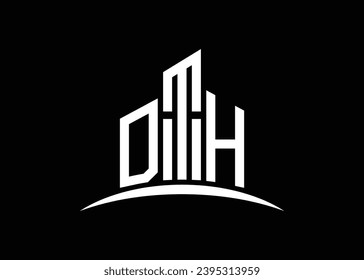 Letter DTH building vector monogram logo design template. Building Shape DTH logo
