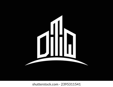 Letter DTQ building vector monogram logo design template. Building Shape DTQ logo.