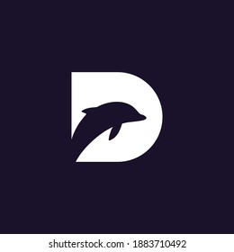 Letra D,Diseño de logotipo de delfín para tipografía