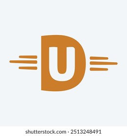 Letter D+U Artificial Intelligence Techno logo icon vector.