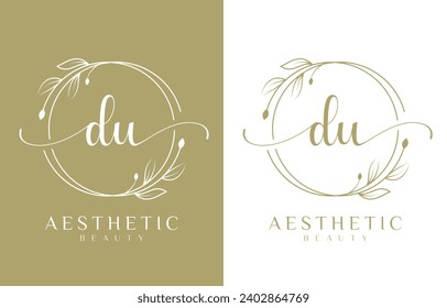 Letter DU Beauty Logo with Flourish Ornament