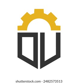 Letter DU Gear Logo Design for Service Center, Repair, Factory, Industrial, Digital and Mechanical Business