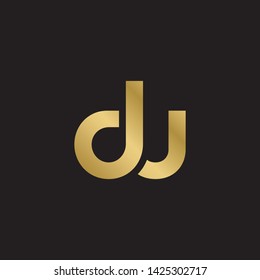 Letter du linked lowercase logo design template elements. Gold letter Isolated on black  background. Suitable for business, consulting group company.