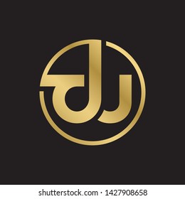 Letter du linked lowercase logo design template elements. Gold letter Isolated on black  background. Suitable for business, consulting group company.
