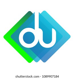 Letter DU logo with colorful geometric shape, letter combination logo design for creative industry, web, business and company.