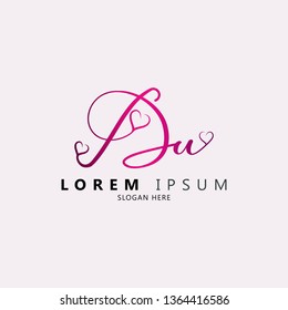 Letter Du logo template love Vector