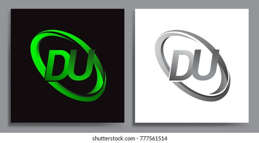 letter DU logotype design for company name colored Green swoosh and grey. vector set logo design for business and company identity.
