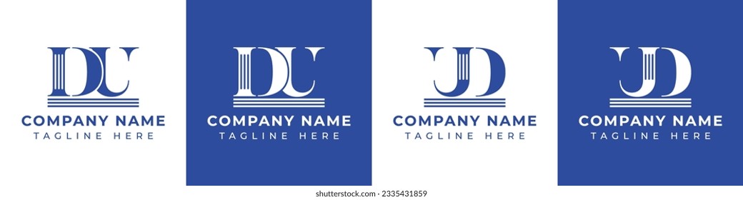 Letter DU and UD Pillar logo, suitable for business with UD or DU related to Pillar.