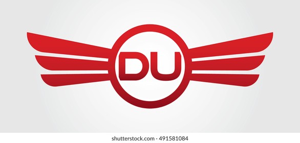 Letter DU Winged Logo Color Red