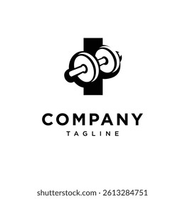 Letter I Dumbbell Logo Icon Vector