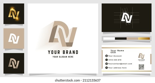 Letter DV or DU monogram logo with business card design